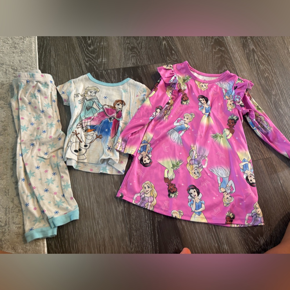Disney Princess Pink and Blue Kids Nightgown Set 2T Frozen Princesses